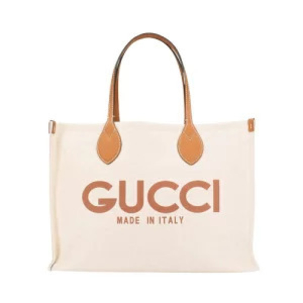 Gucci leather canvas tote bag White